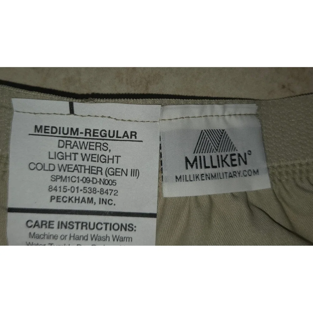 Milliken Conceal NTS Gen III Level Silkweight Thermal Drawers Tan Medium Reg NWT